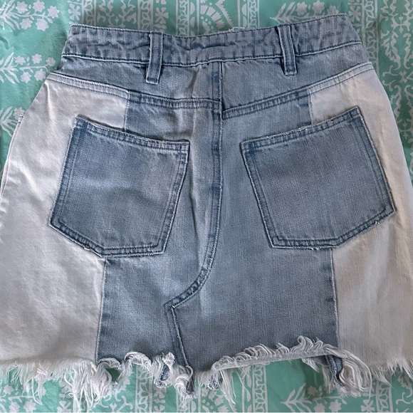 Free People Two-Tone Denim Skirt - Picture 2 of 3